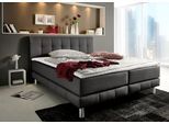 Boxspringbett HOME AFFAIRE "Cafone", grau (anthrazit), B:204cm L:211cm, Bezug der Spiegelfläche Matratzendrell aus 100% Polyester;feiner Strukturstoff-Bezug (100% Polyester), Komplettbetten, Boxspringbett, inkl. Topper, 5 Breiten, 3 Matratzenarten und 3 Härtegraden wählbar