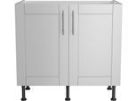 Spülenschrank KOCHSTATION "KS-Ahus", grau (hellgrau matt, wildeiche nachbildung), B:90cm H:87cm T:58,4cm, Schränke, Spülenschrank, Breite 90 cm