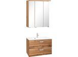 Badmöbel-Set WELLTIME "Ravenna", braun (eichefarben), Kastenmöbel-Sets, Badmöbel-Set, mit Soft-Close Funktion