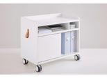 Container PAIDI "Rollcaddy S", weiß (kreideweiß), B:75cm H:40,5cm T:64,9cm, Holzwerkstoff, Schränke, Container, mit Schiebetür und 2 feststellbaren Rollen