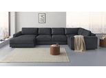 Wohnlandschaft HOME AFFAIRE "Bloomfield, Mega Polsterprogramm, Breite 405cm, viel Platz, U-Form", grau (anthrazit), B:405cm H:84cm T:224cm, 100% Polyester, Sofas, Wohnlandschaft, mit extra tiefer Sitzfläche, wahlweise mit Sitztiefenverstellung