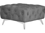 Polsterhocker HOME AFFAIRE "Glynis", grau (hellgrau), B:80cm H:45cm T:80cm, Struktur (100% Polyester);Samtoptik (100% Polyester), Hocker, Polsterhocker, aufwändige Knopfheftung, moderne Chesterfield Optik, Fußfarbe wählbar