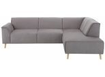 Ecksofa HOME AFFAIRE "Julia zeitlose und elegante Couch, hoher Sitzkomfort, L-Form", grau (mittelgrau), B:263cm H:81cm T:191cm, Struktur fein ( 100% Polyester);Struktur weich (92% Polyester, 8% Nylon);Luxus-Microfaser Lederoptik (100% Polyester), Sofas, Ecksofa, Federkern-Polsterung, Holzfüße, Keder