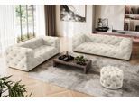 2-Sitzer HOME AFFAIRE "FOLLINA", beige (hellbeige), B:193cm H:71cm T:100cm, 100% Polyester, Sofas, 2-Sitzer, 2-Sitzer Sofa mit klassischer Chesterfield-Knopfheftung
