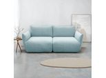 Big-Sofa DOMO COLLECTION "Bristol in 2 Breiten, Taschenfederkern für hohen Sitzkomfort", blau (hellblau), B:194cm H:79cm T:102cm, 100% Polyester, Sofas, Big-Sofa, Breite 194cm. Pflegeleichter Strukturstoff