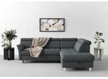 Ecksofa SIT & MORE "Marano L-Form", grau (dunkelgrau), B:252cm T:216cm, 100% Polyester, Sofas, Ecksofa, inklusive Kopfteilverstellung, wahlweise mit Bettfunktion, Bettkasten