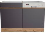 Spülenschrank KOCHSTATION "KS-Riesa", grau (matt grau), B:120cm H:82cm T:60cm, Holzwerkstoff, Schränke, Spülenschrank, Breite 120 cm, MDF-Fronten