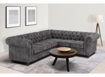 Chesterfield-Sofa HOME AFFAIRE "Chesterfield Ecksofa, auch in Leder L-Form", grau (anthrazit), B:250cm H:74cm T:210cm, Luxus-Microfaser (94% Polyester, 5% Nylon, 1% Spandex);Microfaser Antiklederoptik (100% Polyester);NaturLEDER (echtes italienisches Rindsleder), Sofas, Chesterfield-Sofa, hochwertige Knopfheftung, langer Schenkel links oder rechts wählbar