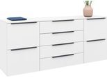 Sideboard BORCHARDT MÖBEL "Tom", weiß (weiß, matt), B:166cm H:72cm T:35cm, Holzwerkstoff, Sideboards, Sideboard, Breite 166 cm, verstellbare Einlegeböden, lackierte Alu-Profilgriffe