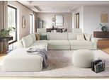 Ecksofa SIT & MORE "Cadabra L-Form", beige (linen), B:356cm H:80cm T:292cm, Samtoptik (100% Polyester);Soft clean (98% Polyester, 2% Polyamid);Struktur fein (100% Polyester), Sofas, Ecksofa, Breite 356 cm, mit Sitztiefenverstellung