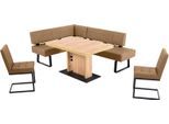Essgruppe K+W KOMFORT & WOHNEN "Spider II", braun (cognac 71), H:88cm T:50cm, Sitzmöbel-Sets, Essgruppe, langer Schenkel wahweise in 2 Breiten, 2 Freischwinger, 1 Tisch