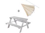 Garten-Kindersitzgruppe ROBA "Picknick for 4 Outdoor +", grau, Sitzmöbel-Sets, Kinder, B/H/T: 89cm x 175cm x 84,5cm, Massivholz, Garten-Kindersitzgruppe, grau, mit Sonnenschirm, B:89cm H:175cm T:84,5cm