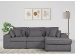 Ecksofa OTTO HOME "Florid L-Form", grau, B:280cm H:75cm T:162cm, Baumwollmix (60% Baumwolle/40% Leinen);Struktur fein (100% Polyester);Samtoptik (100% Polyester), Sofas, Ecksofa, 3 Teile, bestehend aus Modulen, viele Bezugsqualitäten, auch in Cord