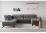 Wohnlandschaft SIT & MORE "Sinatra U-Form", braun (schlamm), B:326cm H:85cm T:220cm, 100% Polyester, Sofas, Wohnlandschaft, optional mit Kopfteilverstellung und Armteilfunktion, Metallfüße
