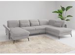 Wohnlandschaft SIT & MORE "Emely, inkl. Sitztiefenverstellung", silber, B:359cm H:92cm T:231cm, 90% Polyester, 10% Polyamid, Sofas, Wohnlandschaft, wahlweise mit Bettfunktion,Bettkasten,Kopf- & Armteilverstellung