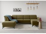 Wohnlandschaft SIT & MORE "Sinatra U-Form", grün (olive), B:326cm H:85cm T:220cm, 98% Polyester, 2% Polyamid, Sofas, Wohnlandschaft, optional mit Kopfteilverstellung und Armteilfunktion, Metallfüße