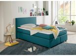 Boxspringbett HOME AFFAIRE "Eliana", blau (petrol), B:127cm L:210cm, Komplettbetten, Boxspringbett, inkl. Topper, in 4 Breiten, 3 Matratzenarten und 2 Härtegraden