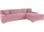 Ecksofa DOMO COLLECTION "Bero, elegant und zeitlos, flache Armlehnen, Breite 268cm L-Form", rosa (flamingo), B:268cm H:74cm T:153cm, Feinstruktur (100% Polyester);Luxus-Microfaser (100% Polyester);Zierkissen: Im jeweiligen Bezugsstoff;Struktur fein (100% Polyester), Sofas, Ecksofa, fester Sitzkomfort, wahlweise mit Bettfunktion