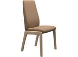 Polsterstuhl STRESSLESS "Laurel", braun (sand dinamica, walnuss), B:57cm H:105cm T:60cm, Microfaser DINAMICA (88% Polyester, 12% Polyurethan), Stühle, Polsterstuhl, High Back, Größe L, mit abgerundeten Beinen in Walnuss