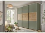 Schwebetürenschrank STAUD "Includo, Made in Germany", grün (dekor salbei, artisan eiche), B:280cm H:222cm T:68cm, Holzwerkstoff, Schränke, Schwebetürenschrank, Mit vier verschiedenen Ausstattungsvarianten