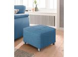 Hocker SIT & MORE "Pablo", blau (hellblau), B:58cm H:43cm T:58cm, Luxus-Microfaser (90% Polyester, 10% Polyamid);Kunstleder SOFTLUX;Luxus-Microfaser ALTARA NUBUCK (100% Polyester), Hocker, Hocker