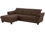 Ecksofa HOME AFFAIRE "Solvei L-Form", braun (dunkelbraun), B:255cm H:104cm T:185cm, Struktur (100% Polyester);Luxus-Microfaser Lederoptik (100% Polyester);Luxus-Microfaser ALTARA NUBUCK (100% Polyester), Sofas, Ecksofa, mit Recamierenabschluß und Sitztiefenverstellung