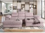 Ecksofa SIT & MORE "Cabrio L-Form, B: 295 cm, mit Sitztiefen-, Arm- & Kopfteilverstellung", rosa (rose), B:295cm H:87cm T:180cm, 100% Polyester, Sofas, Ecksofa, 2 Nierenkissen, Federkern, optional Bettfunktion und Stauraum
