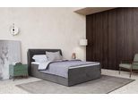 Boxbett COTTA "Cooper", grau (anthrazit), B:125cm L:213cm, 100% POLYESTER (PES), Komplettbetten, Boxbett, inkl. Topper, Bettkasten und verstellbarem Kopfteil