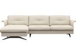 Ecksofa FLEXLUX "Glow, super bequem durch hochwertigem Sitzaufbau mit Federkern, L-Form", weiß (warm weiß), B:273cm H:81cm T:158cm, 100% Echteder, Sofas, Ecksofa, Modernes skandinavisches Design