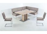 Essgruppe K+W KOMFORT & WOHNEN, grau (lightgrau 85), B:199cm H:89cm T:158cm, Sitzmöbel-Sets, Essgruppe, langer Schenkel links oder rechts, 2 Freischwinger, 1 Funktionstisch