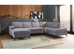 Wohnlandschaft HOME AFFAIRE "Lolland U-Form", grau (steel), B:303cm H:88cm T:212cm, Struktur imprägniert - feucht abwischbar (100% Polyester);Struktur Flausch (90% Polyester, 10% Polyamid);Luxus-Microfaser ALTARA NUBUCK (100% Polyester), Sofas, Wohnlandschaft, Wahlweise mit Bettfunktion und Stauraum, auch mit abwischbarem Bezug
