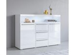 Sideboard OTTO HOME "India,Breite 132cm stilvolle Anrichte mit 2Türen, 3 Schubladen", weiß (weiß, weiß hgl), B:132cm H:92cm T:38,5cm, Sideboards, Sideboard, Kommode viel Stauraum, Einlegeböden verstellbar,ohne Beleuchtung
