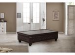 Couchtisch HOME AFFAIRE "Rysum", braun (dunkelbraun, transparent), B:120cm H:31cm T:70cm, Luxus-Microfaser Lederoptik (100% Polyester);Kunstleder, Tische, Couchtisch, passend zur Polsterserie "Rysum", mit Glasplatte