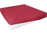 Spannbettlaken PRIMERA "Elasthan-Feinjersey", rot, 1 Stk., Jersey-Elasthan, 90-100x200-220 28cm, Jersey-Elasthan, Obermaterial: 95% Baumwolle, 5% Elasthan, Bettlaken, Spannbettlaken, PREMIUM, aus 95% gekämmter Baumwolle und 5% Elasthan, bis 28 cm Höhe