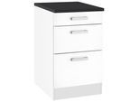 Unterschrank OPTIFIT "Odense", weiß (weiß, weiß), B:50cm H:85cm T:60cm, Schränke, Unterschrank, 50 cm breit, mit 1 Schubkasten und 2 Auszügen