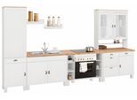 Küchenzeile HOME AFFAIRE "Oslo", weiß (küche: weiß, korpus: weiß, arbeitsplatte: honigfarben), B:350cm T:60cm, Komplettküchen-Sets, Küchenzeile, Breite 350 cm, Arbeitsplatte 35mm stark, ohne E-Geräte
