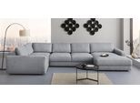 Wohnlandschaft HOME AFFAIRE "Bloomfield, Mega Polsterprogramm, Breite 405cm, viel Platz, U-Form", grau (antarctica), B:405cm H:84cm T:224cm, 100% Polyester, Sofas, Wohnlandschaft, mit extra tiefer Sitzfläche, wahlweise mit Sitztiefenverstellung