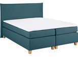 Boxspringbett HOME AFFAIRE "Houssay", blau (petrol), B:152cm L:225cm, Struktur fein (100% Polyester), Komplettbetten, Boxspringbett, inkl. Topper, 5 Breiten, 2 Härtegraden auch in Überlänge 220 cm