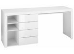 Schreibtisch BORCHARDT MÖBEL "Dolly", weiß (weiß hochglanz), B:173cm H:78cm T:50cm, Tische, Schreibtisch, mit 3 Fächern und 4 Schubkästen