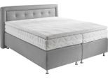 Boxspringbett, grau, B:195cm L:210cm, Bezug: Feinstruktur 100% Polyester, WESTFALIA SCHLAFKOMFORT, Komplettbetten, Boxspringbett, wahlweise mit Topper