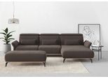 Ecksofa HOME AFFAIRE "Fjord L-Form", braun (nuss), B:324cm H:93cm T:184cm, 100% Polyester, Sofas, Ecksofa, massiv, wahlweise mit Armlehnfunktion, Kopf- Sitztiefenverstellung