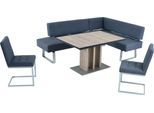 Eckbankgruppe K+W KOMFORT & WOHNEN "Spider II", blau (ocean 54), H:88cm T:67cm, Sitzmöbel-Sets, Eckbankgruppe, langer Schenkel 227cm, 2 Freischwinger, Auszugstisch in Breite 130 cm