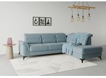 Ecksofa SIT & MORE "Sinatra L-Form", blau (hellblau), B:251cm H:85cm T:220cm, 90% Polyester, 10% Polyamid, Sofas, Ecksofa, mit Ottomane, optional mit Kopfteilverstellung und Armteilfunktion