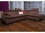 Ecksofa EXXPO - SOFA FASHION "Salerno, Funktionssofa, hoher Sitzkomfort, Breite 268cm, L-Form", braun (dunkelbraun), B:268cm H:77cm T:204cm, NaturLeder;Primabelle-Microfaser (100% Polyester);Luxus-Kunstleder, Sofas, Ecksofa, inkl. Kopf- und Armteilverstellung, wahlweise mit Bettfunktion