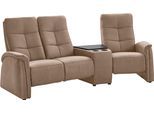 3-Sitzer EXXPO - SOFA FASHION "Tivoli, Kinosofa mit Relaxfunktion, mit Ablagetisch und Stauraum", beige (sahara), B:258cm H:109cm T:152cm, Sofas, 3-Sitzer, bequem und komfortabel, hohe Rückenlehne