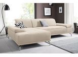 Ecksofa HOME AFFAIRE "Caluna", beige (creme), B:269cm H:97cm T:174cm, Flachgewebe Mura: (100% Polyester);Luxus-Microfaser Vintageoptik (100% Polyester);Luxus-Mikrofaser (90% Polyester, 10% Polyamid), Sofas, Ecksofa, Inkl.Sitztiefenverstellung, wahlweise mit Kopf- und Armteilverstellung