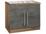 Spülenschrank KOCHSTATION "KS-Samos", grau (beton oxid, wotaneichefarben), B:100cm H:85cm T:60cm, Schränke, Spülenschrank, 100 cm breit, inkl. Einbauspüle