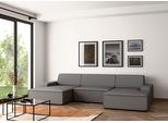 Wohnlandschaft TRENDMANUFAKTUR "Graz, wahlweise mit Sitzvorschub und Bettkasten, U-Form, Breite 329 cm", grau (anthrazit), B:329cm H:73cm T:162cm, 100% Polyester, Sofas, Wohnlandschaft, in Cord-, haustierfreundlichem LEO Struktur- oder LUMOS-3D-Bezug