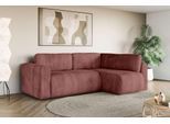 Ecksofa OTTO HOME "Zacharia wahlweise Schlafsofa mit Bettkasten, B/T/H 250/166/86 cm", rosa, B:250cm H:86cm T:166cm, 100% Polyester, Sofas, Ecksofa, L-Form mit Wellenunterfederung, Ottomane rechts oder links bestellbar