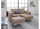 2,5-Sitzer "Looksv", beige (beige, braun), B:192cm H:96cm T:107cm, LOOKS BY WOLFGANG JOOP, Sofas, 2 5-Sitzer, Verwandlungssofa: aus Sofa wird Sofa mit 2 Hockern